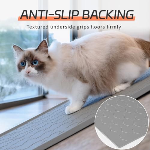 Bulkniu Large Silicone Cat Litter Mat, Waterproof/Urineproof, Litter Recycling, Easy to Clean, Soft on Kitty Paw (22"X34"- Grey) 6