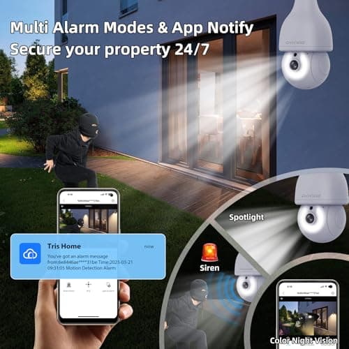 CiKiKWXO 2.4&5Ghz WiFi Light Bulb Security Camera,2K Wireless Light Bulb Camera, Light Socket Security Cam with Motion Detection,Two-Way Talk,24/7 Recording,Compatible with Google Assistant & Alexa 5