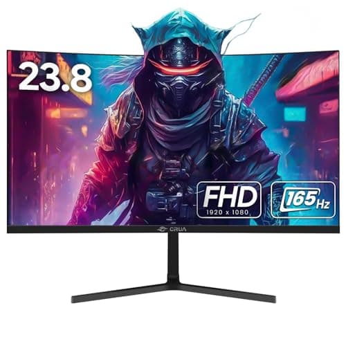 CRUA 24 Inch Curved Gaming Monitor, 144hz/165hz FHD 1080P Frameless Computer Monitor, PC Monitors Support AMD Freesync, 99% sRGB, DP, HDMI, Compatible Wall Mountable Installs-Black