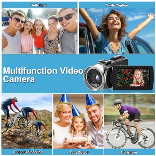 ISHARE 4K 48MP Digital Vlogging Camera for YouTube Compact Camcorder with Microphone Anti-Shake Night Vision 18X Zoom for Travel Family Daily Recording Beginners Kids Teens Adults 7