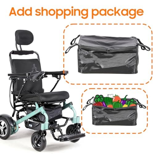 Electric Wheelchairs for Adults, 25 Miles Aluminum Lightweight Wheelchair Foldable for Senior with Bag, 18 inch Motorized Power Wheelchairs, Portable Folding All Terrain 500W Intelligent 6