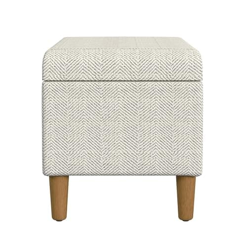 HomePop Malmo Decorative Storage Bench -Cream Chevron Woven 7