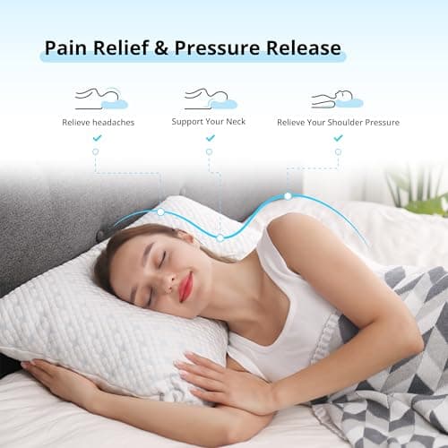 Shredded Memory Foam Pillows Queen Size Set of 2, Cooling Pillows for Sleeping, Adjustable Bed Pillows for Side, Back or Stomach Sleepers, Neck Pillow with Removable Cover, Hot Sleepers (2 Pack) 7
