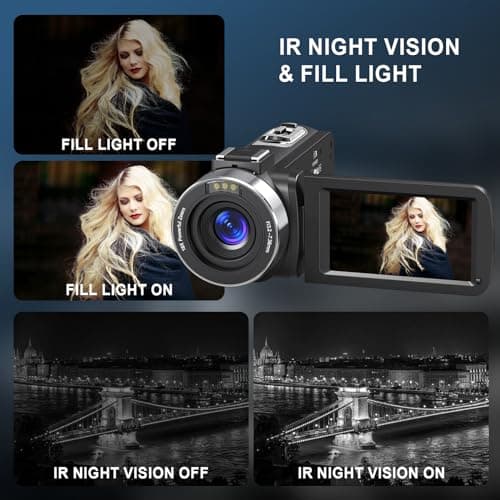 8K 64MP Video Camera Camcorder with IR Night Vision Vlogging Camera, 18X Zoom WiFi Digital Touch Screen Camcorder for YouTube with 32G SD Card, 2.4G Remote Control, Microphone, and Two Batteries 5