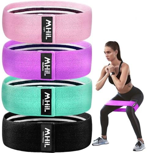 Fabric Resistance Bands for Working Out – 4 Durable Exercise Bands for Women & Men, Non-Slip & Non-Pinching Workout Bands – Multiple Resistance Levels Booty Bands for Legs Butt Glutes Hips Abs & More