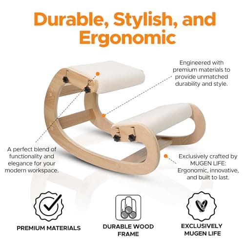 Ergonomic Adjustable Kneeling Chair for Back Pain Relief - Office Desk Posture Stool with Multiple Height Adjustments - Improves Posture & Comfort 5