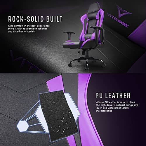 Gaming Chair,High Back Ergonomic Racing Gamer Chair with Lumbar Support and Headrest,Girl Computer Desk Chair with Height Adjustable(Purple) 5