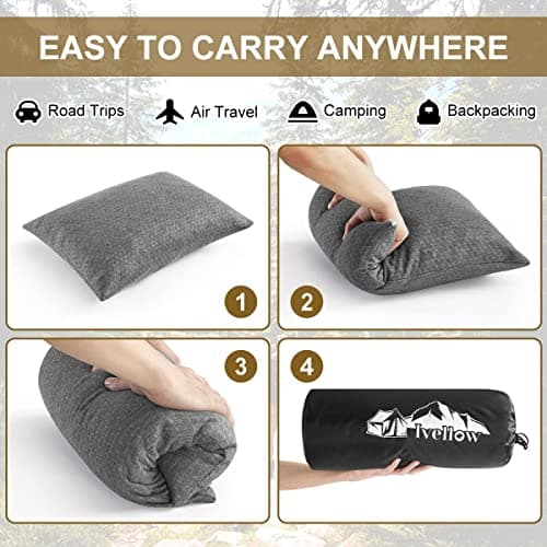 Ivellow Travel Pillow Compressible Camping Pillow for Sleeping Shredded Memory Foam Pillow Compact Firm Supportive for Adults Kids Outdoor Backpacking Hiking Essential Gear 8