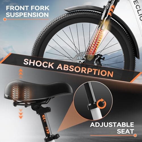 DDC SPORT Electric Bike for Adults, Peak 700W Motor 20MPH, 374.4WH Removable Battery 50Miles, 24'' Step Through City Cruiser Ebike for Commuter, E-Bike with 7-Speed, Front Basket 5