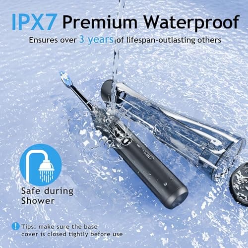 3 in 1 electric toothbrush with water flosser combo for adults portable cordless all in one travel toothbrush flosser teeth cleaning kit black 7