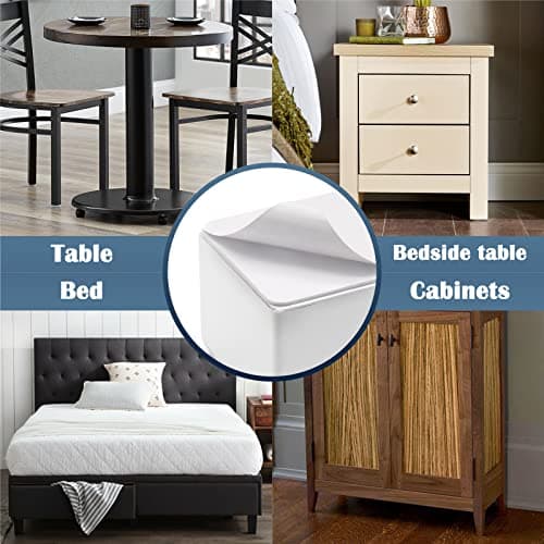 Bonsicoky 4 Pcs Self-Adhesive Furniture Bed Risers, Square Heavy Duty Carbon Steel Table Sofa Risers Adds 2" Height with Felt Pad,White 6