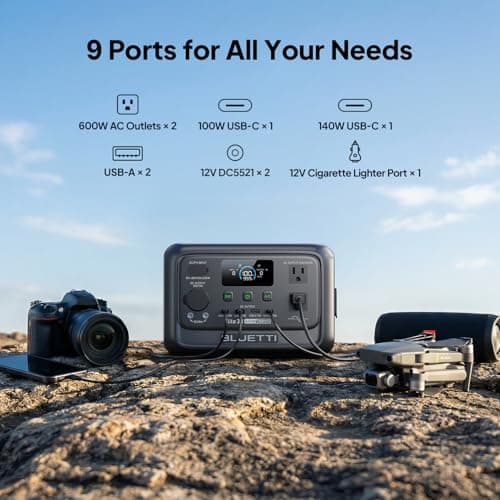 BLUETTI Elite 30 V2 Portable Power Station 600W (Power Lifting 1500W), 288Wh LiFePO4 Battery with 10ms UPS, Emergency Backup Power for Home Blackout/Winter Storm, Solar Generator for Camping/Road Trip 6