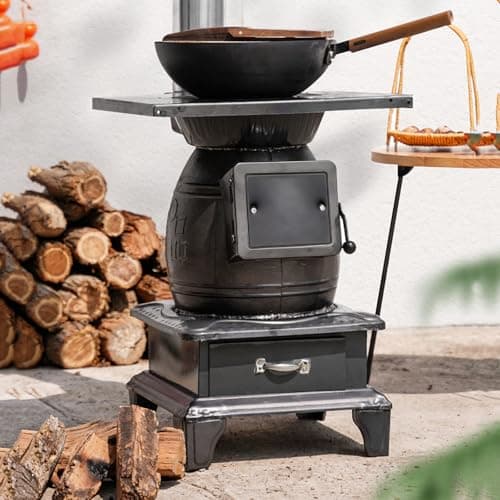 Pddolw Indoor Wood-Burning Heating Stove - Thickened steel Smokeless Cooker for Efficient Rural Heating & Camping S 7