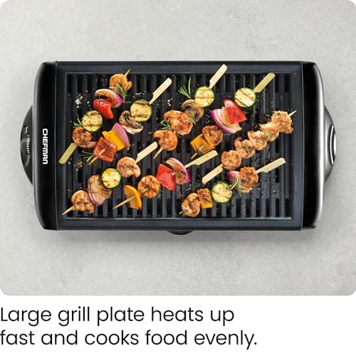 Chefman Electric Smokeless Indoor Grill w/ Non-Stick Cooking Surface & Adjustable Temperature Knob from Warm to Sear for Customized BBQing, Dishwasher Safe Removable Water Tray, Black 5