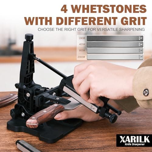 XARILK Portable Folding Knife Sharpener XAR-FS1, Adjustable Angle Sharpening System with 240#, 400#, 800#, 2000# Diamond Stone Set for Pocket, Hunting, Kitchen & Serrated Knives 6