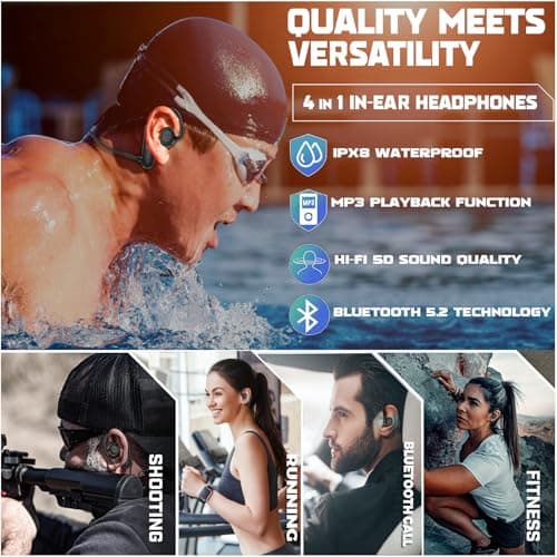 BZOJIFO Waterproof Earbuds for Swimming, Swimming Headphones with mp3 Playback, IPX8 Waterproof, 16Hrs Battery, in-Ear Stereo Bass Wireless Sports Headphones for Swimming 6