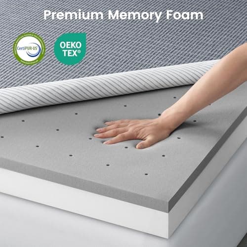 Firm Mattress Topper Twin Size - 4 Inch Charcoal-Infused Extra Firm Memory Foam Bed Topper for Back Pain Relief and Spinal Alignment, Mattress Pad CertiPUR-US Certified, Removable Cover 7