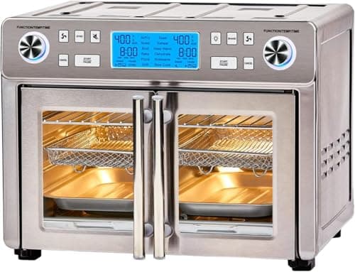 Emeril Lagasse Dual Zone 360 Air Fryer Oven Combo with French Door, 25 QT Extra Large, Cook Two Foods in Different Ways, Up to 60% Faster from Frozen to Finish, Pizza Stone Accessory