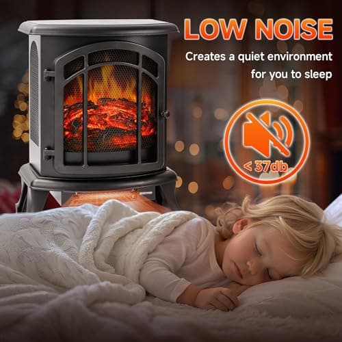 24" Electric Fireplace Heater Stove - Infrared Heater with Realistic LED 3D Flames and Remote Contro, Fire Place Electric, Fake Freestanding Fireplace for Indoor Use, Timer, 750 | 1500W 5