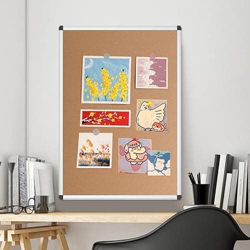 VIZ-PRO Cork Notice Board, 36 X 24 Inches, Silver Aluminium Frame 7