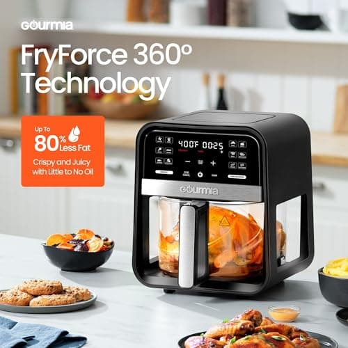Gourmias 7-Quart Digital Air Fryer With Glass Basket, 12 One-Touch Presets, Oil-Free Crisp Technology, Touchscreen, Easy Clean, Large Family Capacity, Black 6