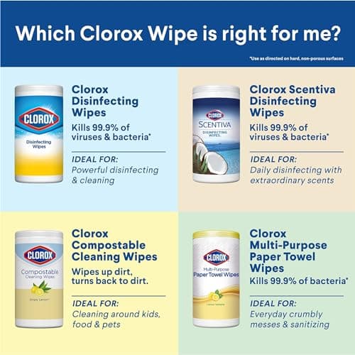 Clorox Scentiva Wipes, Bleach Free Cleaning Wipes - Tuscan Lavender & Jasmine, 70 Count (Pack of 6) (31629) 9