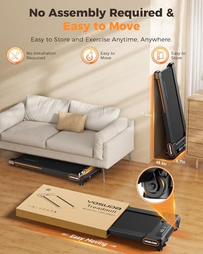 YOSUDA Walking Pad Auto Incline Treadmills, 9% Incline Under Desk Tredamills with 300LBS Weight Capacity & 3 Adjustable Slopes (Black Orange) 7