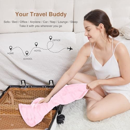 Alomidds Weighted Blanket 7lbs for Adults, Cozy Breathable Weighted Lap Blanket, Small Weighted Blanket Travel, Weighted Lap Pad for Couch, Sofa, Pink, 29" x 24" 9