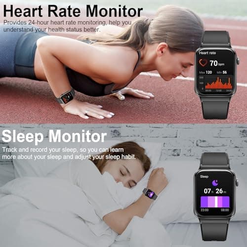 Smart Watch for Men Women, 1.85" Smartwatch (Answer/ Make Call), IP68 Waterproof Fitness Tracker, 100+ Sport Modes, Heart Rate Monitor, Sleep Monitor, Pedometer, Smartwatches for Android iOS, Black 7