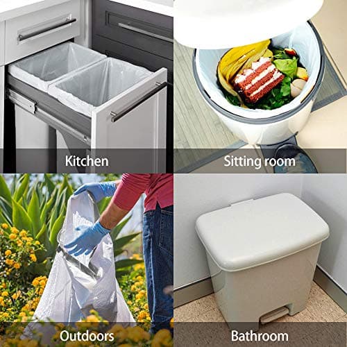 Teivio 10 Gallon Drawstring Trash Bags 100 Counts Medium Kitchen Garbage Bags fit 30-35 Liter Garbage Bin, Large Trash Can Liners for Home, Office, Light Residential Waste Outdoor Lawn Bags, White 6