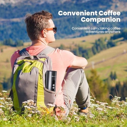 Maestri House 150W Espresso Maker with 2-3 Min Fast Self-Heating, Portable Travel Espresso Coffee Machine with Bag, Small Tea Cup Also Holder for NS Capsule & Ground Coffee for Car Camping, RV, Hiking 8