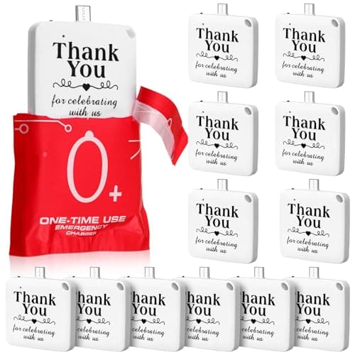 Relaxweex 12 Pcs Wedding Party Favors Emergency Portable Charger, USB Type C, 500mah Wedding Emergency Phone Chargers, Use Once Pre-Charged and Ready to Use for Emergencies, Camping Outdoor Charger