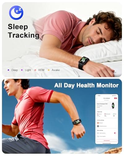 PitPat Fitness Tracker, 24/7 Health Monitoring&Sleep Tracking, IP67 Waterproof, Smart Watch for Women Men Fitness Watch for Sports 6