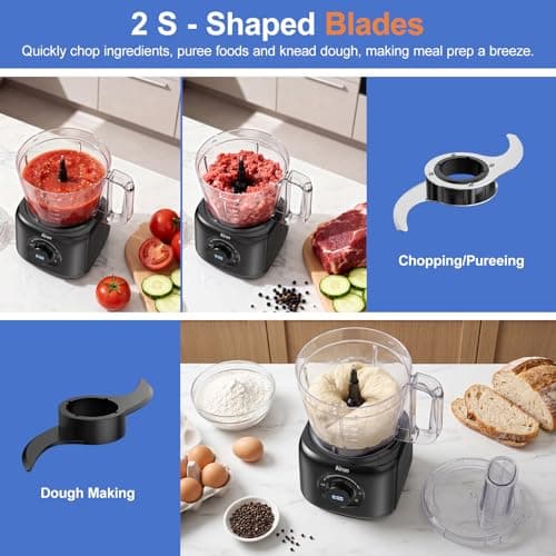7-in-1 Professional Food Processor, 1000W Powerful Electric Vegetable Chopper, 14-Cup XL Bowl, Large Feed Chute, Cheese Shredding, Meat Chopping, Shredding and Slicing, Mixing and Doughing 5