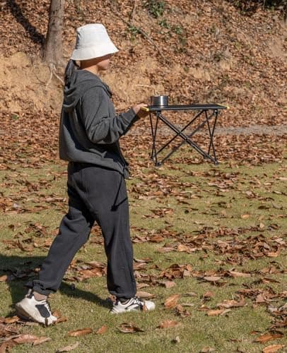 iClimb Ultralight Compact Camping Folding Table with Carry Bag (Black - S) 7