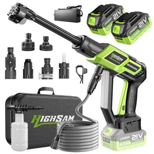 Cordless Pressure Washer - 1500PSI 2.6GPM, 400W Brushless Motor, 2X4000mAh Batteries+Fast Charger, 6-in-1 Nozzle+16.4FT Hose+Storage Case, Portable Electric Power Washer for Car Home​