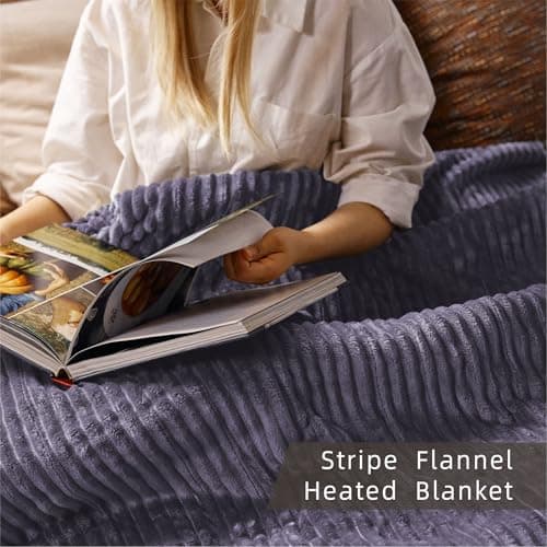 HOMISPRITE Heated Blanket Full Size 72"x84",ETL Certification- 10 Heating Levels Electric Blanket&1-10 Hour Auto Off,Heating Blanket with Dual Controller(Purple) 7