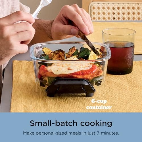 Ninja Crispi 4-in-1 Glass Air Fryer | 450°F | Non-Toxic | 4QT & 6-Cup Glass Containers w/Lids | Microwave, Freezer, Dishwasher Safe | Max Crisp, Air Fry, Bake, Recrisp | Periwinkle | FN101PL 15