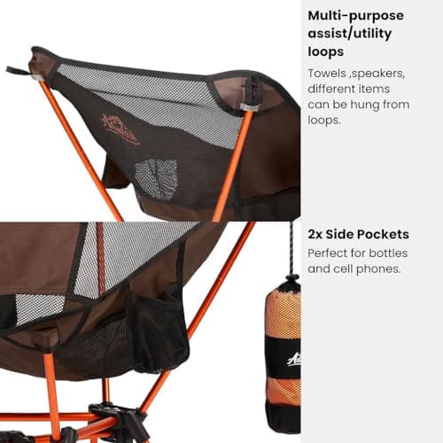 Advnture Club Portable Camping Chair with 3 Towels | Compact, Foldable & Sturdy - Lightweight Backpacking Chair for Camping, Hiking, Beach, Tailgates and More | 330 Lbs Capacity 6
