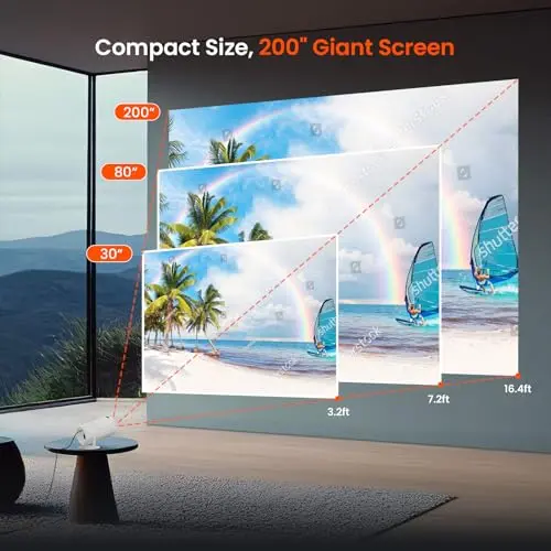 [Two-Way Bluetooth 5.2] Mini Portable Projector 1080P HD Multi-Angle Projection, Tecaki Smart Projector with 180°Rotatable Mount Auto Keystone Correction Long Lens Life (White2) 8