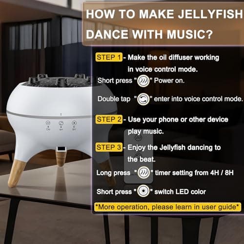 Morbou Essential Oil Diffuser Jellyfish Mist Dancing with Music Aromatherapy, 7 Colorful Lights Hotel Collection Diffuser Oils Scents for Home, Extra 2 * 10ml Essential Oils 8