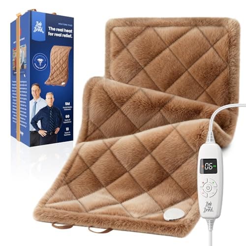 BOB AND BRAD Far Infrared Heating Pad, FSA-HSA Eligible Weighted Electric Heat Pad for Back, Period Cramps & Muscle Pain, 6 Heat Levels, Adjustable Belt, Auto-Off & Moist Heat Therapy, Large 12x24