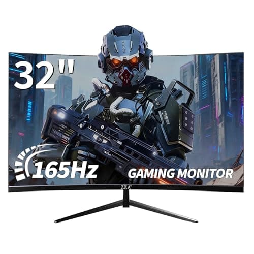 ZZA 32 Inch Curved Monitor,1440p VA Screen 165Hz, 1500R Curved Gming Monitor,Computer Monitor 1ms,FreeSync & G-Sync, HDR10, 120% sRGB Coverage, DP/HDMI, PC Monitor VESA Mount Compatible 8