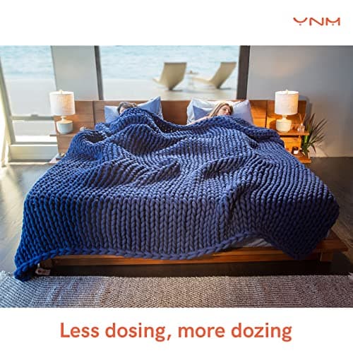 YnM Weighted Blanket, Handmade Chunky Yarn Knitted Design, Soft and Cozy, Temperature Regulating and Breathable, Machine Washable Throw for Sleep or Home Decor (Dark Grey, 60x80 Inch, 20lbs) 7