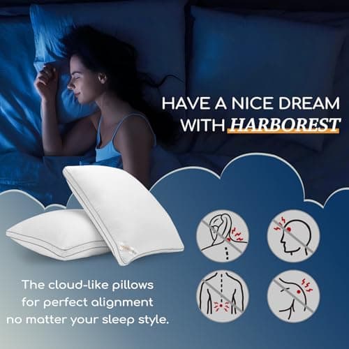 HARBOREST Down Alternative Standard Size Pillows Set of 2-20 x 26 Bed Pillows for Sleeping, Hotel Collection Pillows Good for Side and Back Sleeper 7