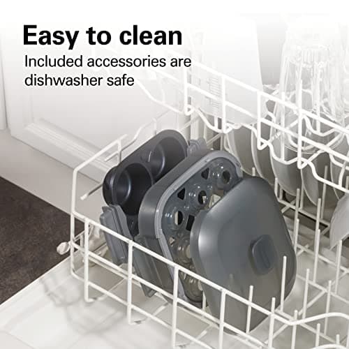 Hamilton Beach 6-in-1 Electric Egg Cooker for Hard Boiled Eggs, Sous Vide Style Egg Bite Maker and Poacher, 5.25” Non-Stick Skillet for Omelets, Scrambling & Frying, Grey (25510) 5