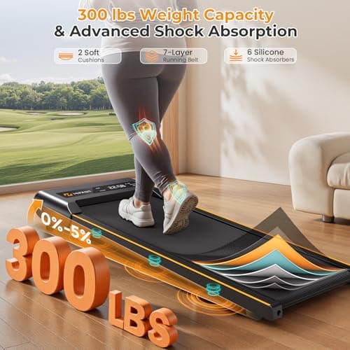 HiFast Walking Pad with Incline, Under Desk Treadmill for Home, 2.5 HP Portable Treadmills with Incline, Compact Treadmill Small Running Pad with LED Display, Remote Control 9