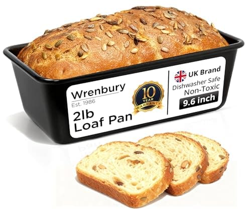 Wrenbury Large 2lb Loaf Pan for Baking Bread – Non Stick Carbon Steel Bread Pan 9.5 Inch for Homemade Banana Cake and Meatloaf – PTFE Free Bakeware