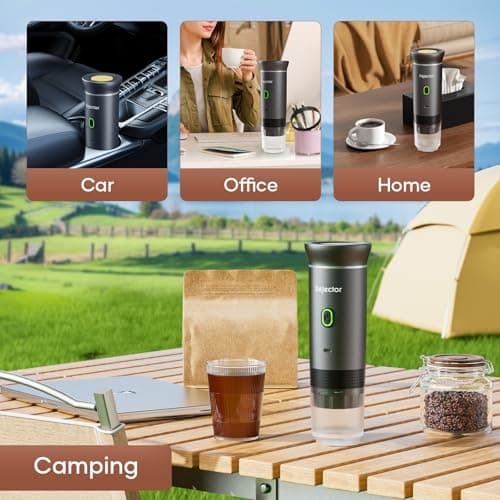 Portable Battery Coffee Maker Espresso Machine, 20 Bar Nano Car Coffee Mini Espresso Machines Self-Heating Electric Espresso Maker, USB-C 3-in-1 Ground Coffee & NS Capsule Pod RV Hiking Camping 8
