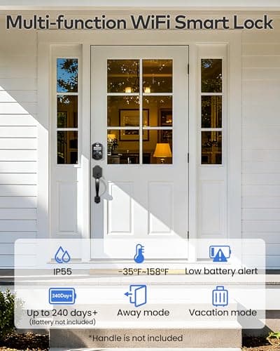 TEEHO TE012W WiFi Smart Lock, Fingerprint Door Lock with Built-in Wi-Fi, Keyless Entry Keypad Smart Deadbolt, App Remote Control, Alexa Compatible, IP55 Waterproof for Front Door – Matte Black 7